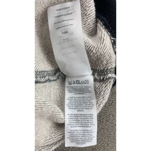 J Crew Vintage Fleece Hoodie Men M Cotton Raglan Pullover V Insert Gray Black - Picture 8 of 8